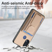 For Motorola Moto G 5G 2024 4G Carbon Fiber Fold Stand Elastic Card Bag Phone Case(Khaki)