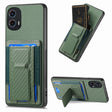 For Motorola Moto G 5G 2024 4G Carbon Fiber Fold Stand Elastic Card Bag Phone Case(Green) - Motorola Cases by PMC Jewellery | Online Shopping South Africa | PMC Jewellery | Buy Now Pay Later Mobicred