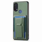 For Motorola Moto G 5G 2024 4G Carbon Fiber Fold Stand Elastic Card Bag Phone Case(Green)