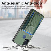 For Motorola Moto G 5G 2024 4G Carbon Fiber Fold Stand Elastic Card Bag Phone Case(Green)