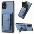 For Motorola Moto G Stylus 5G 2024 Carbon Fiber Fold Stand Elastic Card Bag Phone Case(Blue) - Motorola Cases by PMC Jewellery | Online Shopping South Africa | PMC Jewellery | Buy Now Pay Later Mobicred