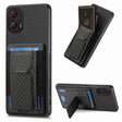 For Motorola Moto G Stylus 5G 2024 Carbon Fiber Fold Stand Elastic Card Bag Phone Case(Black) - Motorola Cases by PMC Jewellery | Online Shopping South Africa | PMC Jewellery | Buy Now Pay Later Mobicred