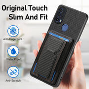 For Motorola Moto G Stylus 5G 2024 Carbon Fiber Fold Stand Elastic Card Bag Phone Case(Black)