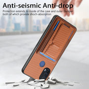 For Motorola Moto G Stylus 5G 2024 Carbon Fiber Fold Stand Elastic Card Bag Phone Case(Brown)