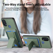 For Motorola Moto G Stylus 5G 2024 Carbon Fiber Fold Stand Elastic Card Bag Phone Case(Green)
