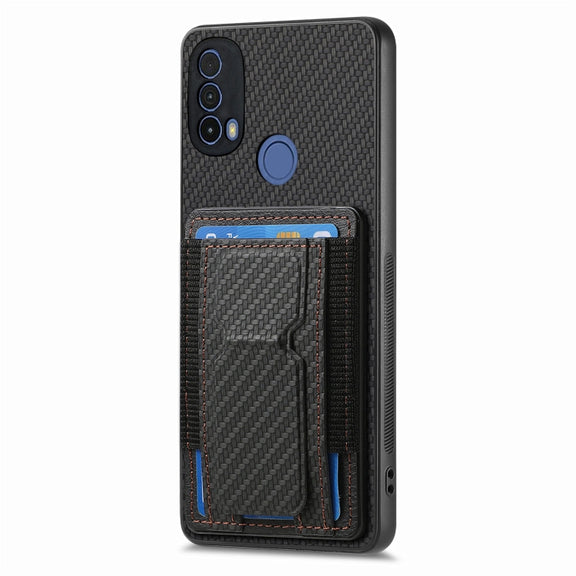 For Motorola Moto G Power 5G 2024 Carbon Fiber Fold Stand Elastic Card Bag Phone Case(Black)