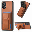 For Motorola Moto G Power 5G 2024 Carbon Fiber Fold Stand Elastic Card Bag Phone Case(Brown) - Motorola Cases by PMC Jewellery | Online Shopping South Africa | PMC Jewellery | Buy Now Pay Later Mobicred