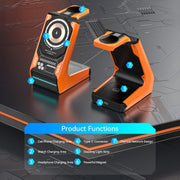 T21 3 in 1 Mecha Charger Mobile Phone Watch Earphone Desktop Wireless Charging Dock Station(Orange)