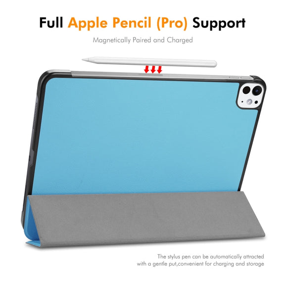 For iPad Pro 11 2024 ENKAY Tri-fold Custer Texture Platic Leather Smart Tablet Case(Black)