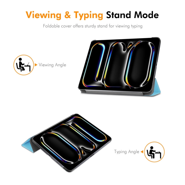 For iPad Pro 13 2024 ENKAY Tri-fold Custer Texture Platic Leather Smart Tablet Case(Dark Blue) - free shipping - PMC TechLife - Order now!