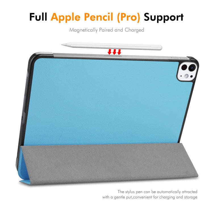 For iPad Pro 13 2024 ENKAY Tri-fold Custer Texture Platic Leather Smart Tablet Case(White)