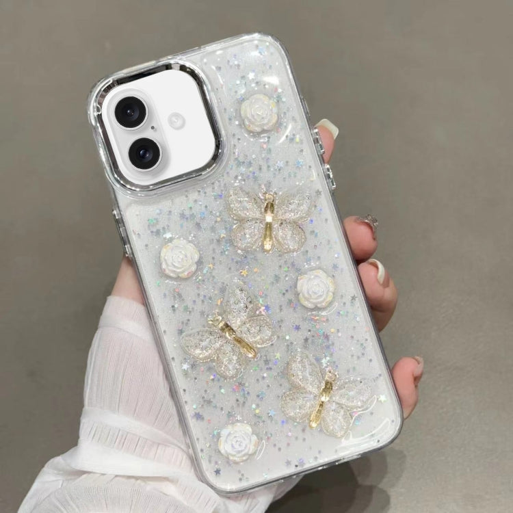 For iPhone 16 Glitter 3D Butterfly TPU Phone Case(Gold) - iPhone 16 Cases by PMC TechLife | Online Shopping South Africa | PMC TechLife | Buy Now Pay Later Mobicred