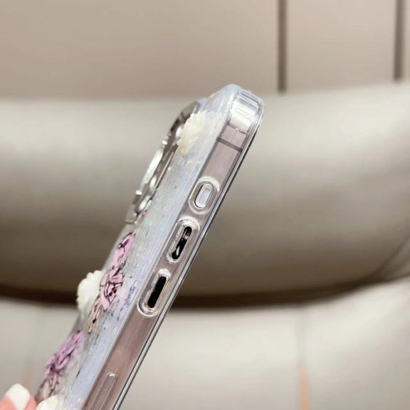 For iPhone 16 Pro Glitter 3D Butterfly TPU Phone Case(Gold)