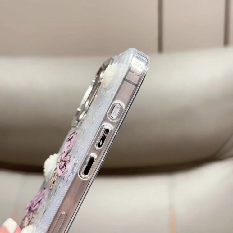 For iPhone 16 Glitter 3D Butterfly TPU Phone Case(Gold)