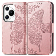 For Huawei Pura 70 Butterfly Love Flower Embossed Leather Phone Case(Rose Gold)