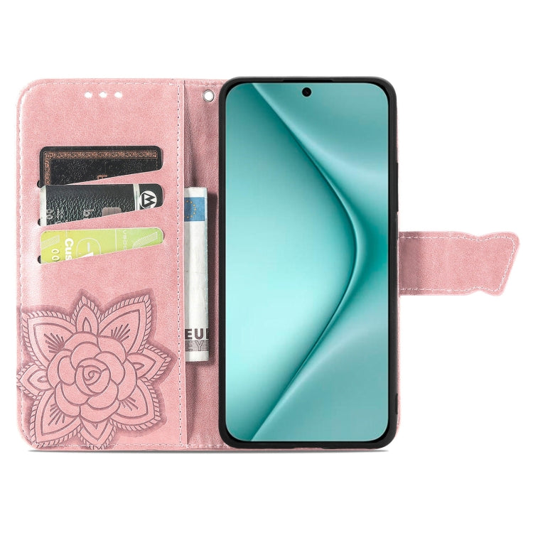 For Huawei Pura 70 Butterfly Love Flower Embossed Leather Phone Case(Rose Gold)