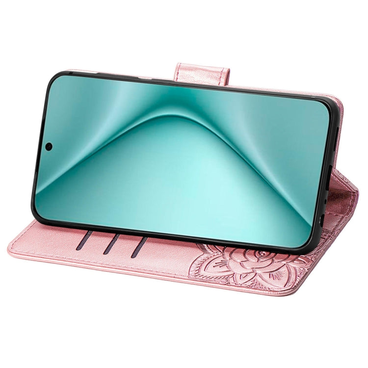 For Huawei Pura 70 Butterfly Love Flower Embossed Leather Phone Case(Rose Gold)