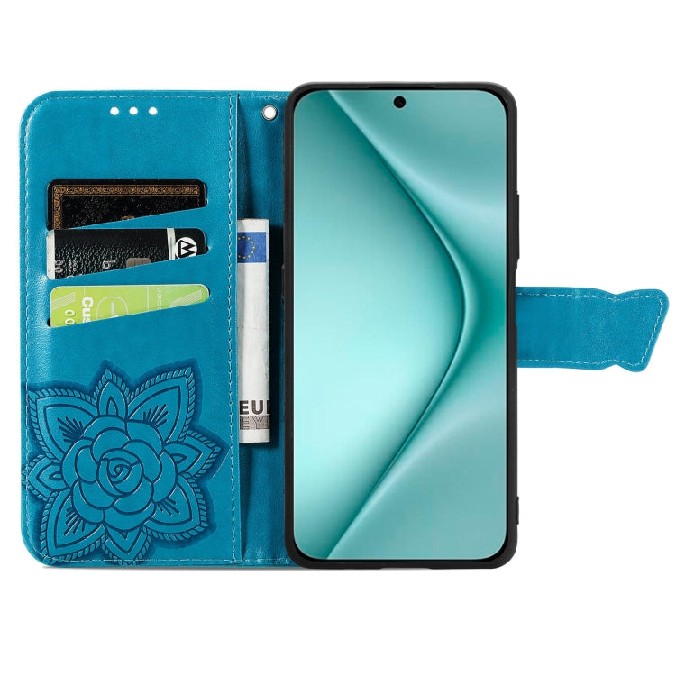 For Huawei Pura 70 Butterfly Love Flower Embossed Leather Phone Case(Blue) - free shipping - PMC Jewellery - Order now!