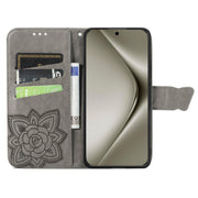 For Huawei Pura 70 Pro Butterfly Love Flower Embossed Leather Phone Case(Gray)