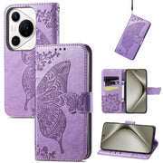 For Huawei Pura 70 Pro+ Butterfly Love Flower Embossed Leather Phone Case(Lavender)