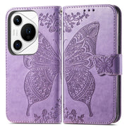 For Huawei Pura 70 Pro+ Butterfly Love Flower Embossed Leather Phone Case(Lavender)
