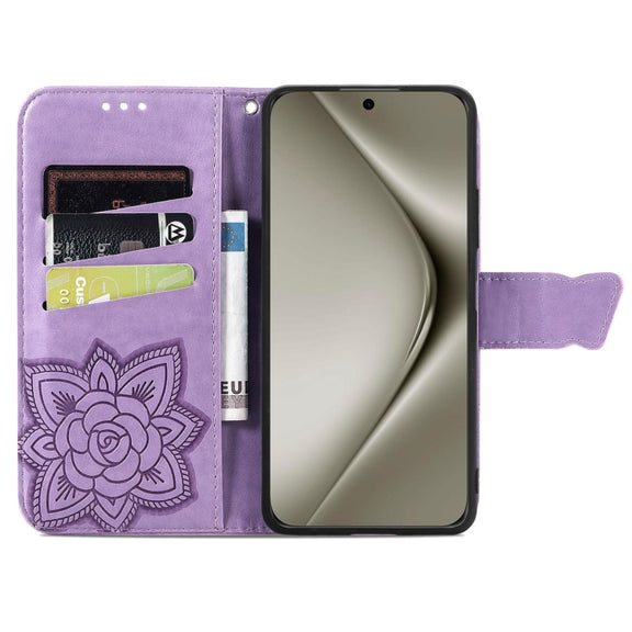 For Huawei Pura 70 Pro+ Butterfly Love Flower Embossed Leather Phone Case(Lavender)