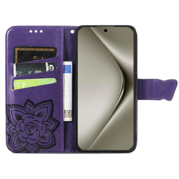 For Huawei Pura 70 Pro+ Butterfly Love Flower Embossed Leather Phone Case(Purple)