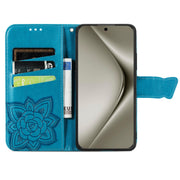 For Huawei Pura 70 Ultra Butterfly Love Flower Embossed Leather Phone Case(Blue)