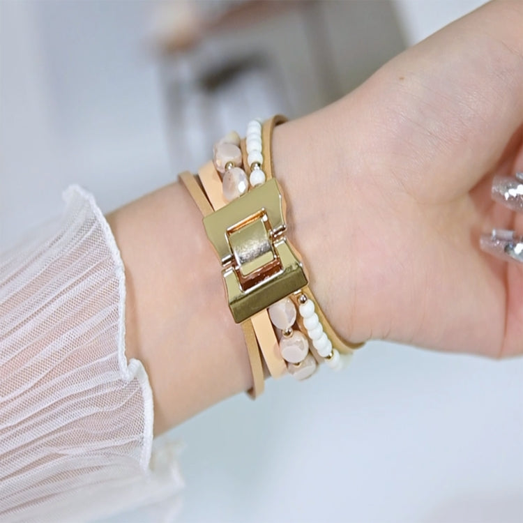 For Apple Watch Ultra 2 49mm Beaded National Style Bracelet Crystal Watch Band(Rose Gold) - free shipping - PMC TechLife - Order now!