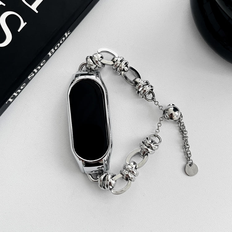 For Xiaomi Mi Band 7 Beaded Bracelet Metal Watch Band(Silver+Dual Ring) - free shipping - PMC TechLife - Order now!
