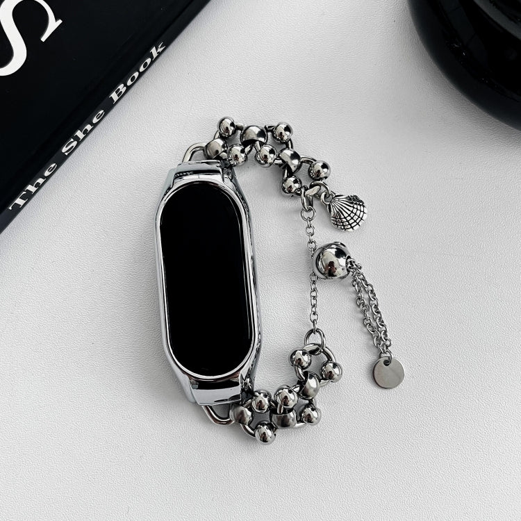 For Xiaomi Mi Band 8 Beaded Bracelet Metal Watch Band(Silver+Dual Bead) - free shipping - PMC TechLife - Order now!