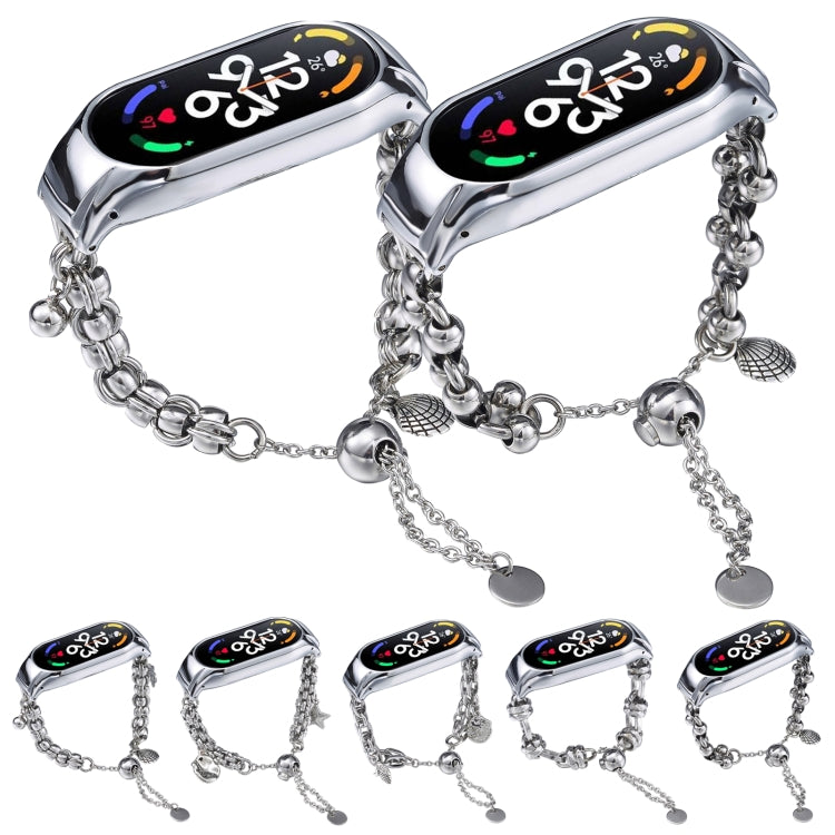 For Xiaomi Mi Band 5 / 6 Beaded Bracelet Metal Watch Band(Silver+Corn) - free shipping - PMC TechLife - Order now!