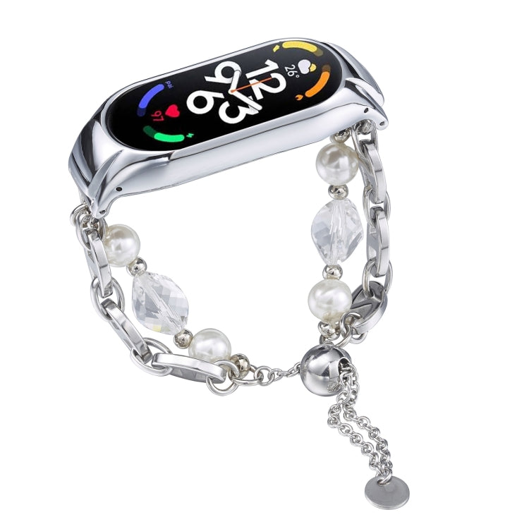 For Xiaomi Mi Band 7 Crystal Beaded Onyx Watch Band(Silver+Crystal Bead) - free shipping - PMC TechLife - Order now!