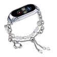 For Xiaomi Mi Band 5 / 6 Crystal Beaded Onyx Watch Band(Silver+White Pearl) - free shipping - PMC TechLife - Order now!