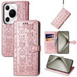 For Huawei Pura 70 Ultra Cat and Dog Embossed Leather Phone Case(Rose Gold) - Huawei Cases by PMC Jewellery | Online Shopping South Africa | PMC Jewellery | Buy Now Pay Later Mobicred