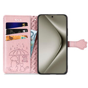 For Huawei Pura 70 Ultra Cat and Dog Embossed Leather Phone Case(Rose Gold)