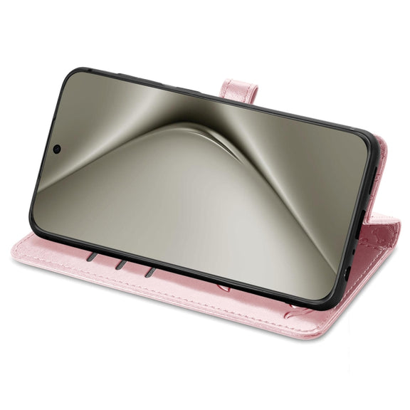 For Huawei Pura 70 Ultra Cat and Dog Embossed Leather Phone Case(Rose Gold)