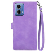 For Motorola Moto G Play 2024 Embossed Flower Zipper Leather Phone Case(Purple)