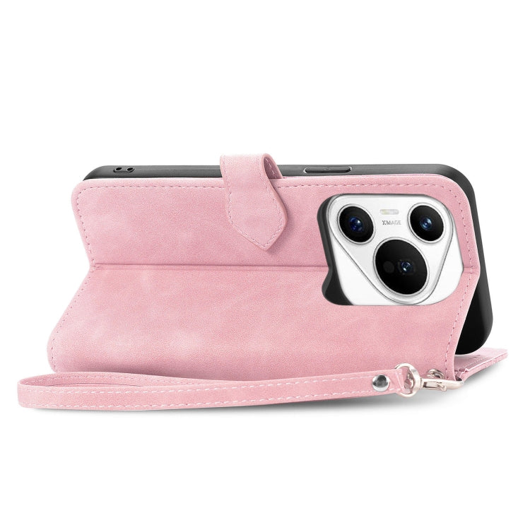 For Huawei Pura 70 Embossed Flower Zipper Leather Phone Case(Pink) - Huawei Cases by PMC Jewellery | Online Shopping South Africa | PMC Jewellery | Buy Now Pay Later Mobicred