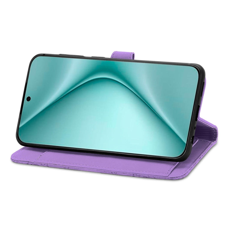 For Huawei Pura 70 Embossed Flower Zipper Leather Phone Case(Purple) - Huawei Cases by PMC Jewellery | Online Shopping South Africa | PMC Jewellery | Buy Now Pay Later Mobicred