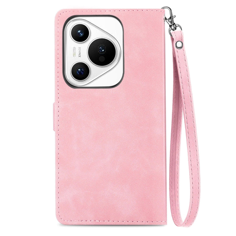 For Huawei Pura 70 Pro Embossed Flower Zipper Leather Phone Case(Pink) - Huawei Cases by PMC Jewellery | Online Shopping South Africa | PMC Jewellery | Buy Now Pay Later Mobicred