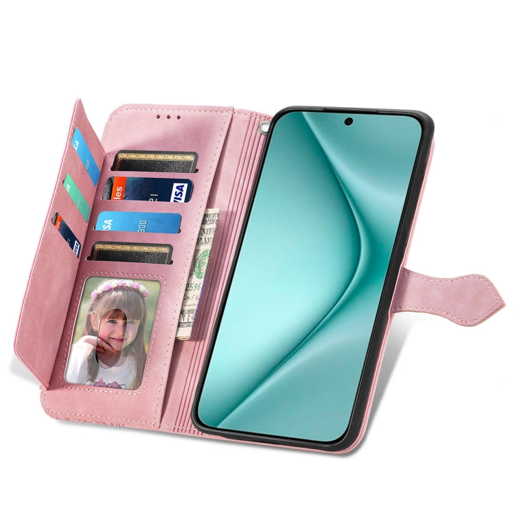 For Huawei Pura 70 Pro Embossed Flower Zipper Leather Phone Case(Pink) - Huawei Cases by PMC Jewellery | Online Shopping South Africa | PMC Jewellery | Buy Now Pay Later Mobicred