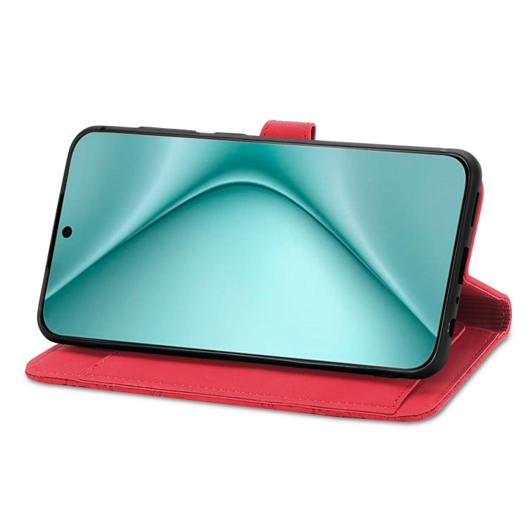 For Huawei Pura 70 Pro Embossed Flower Zipper Leather Phone Case(Red) - Huawei Cases by PMC Jewellery | Online Shopping South Africa | PMC Jewellery | Buy Now Pay Later Mobicred