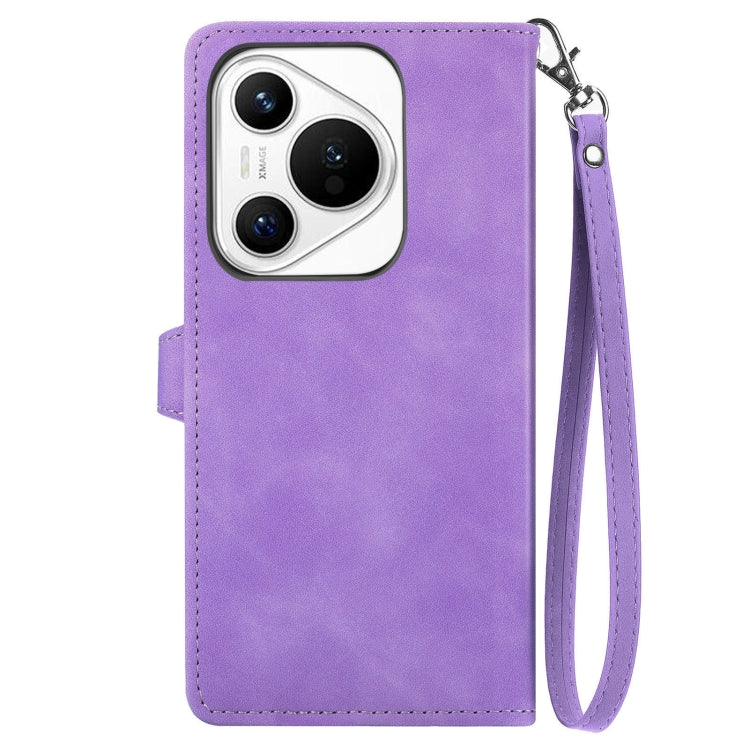 For Huawei Pura 70 Pro+ Embossed Flower Zipper Leather Phone Case(Purple) - Huawei Cases by PMC Jewellery | Online Shopping South Africa | PMC Jewellery | Buy Now Pay Later Mobicred