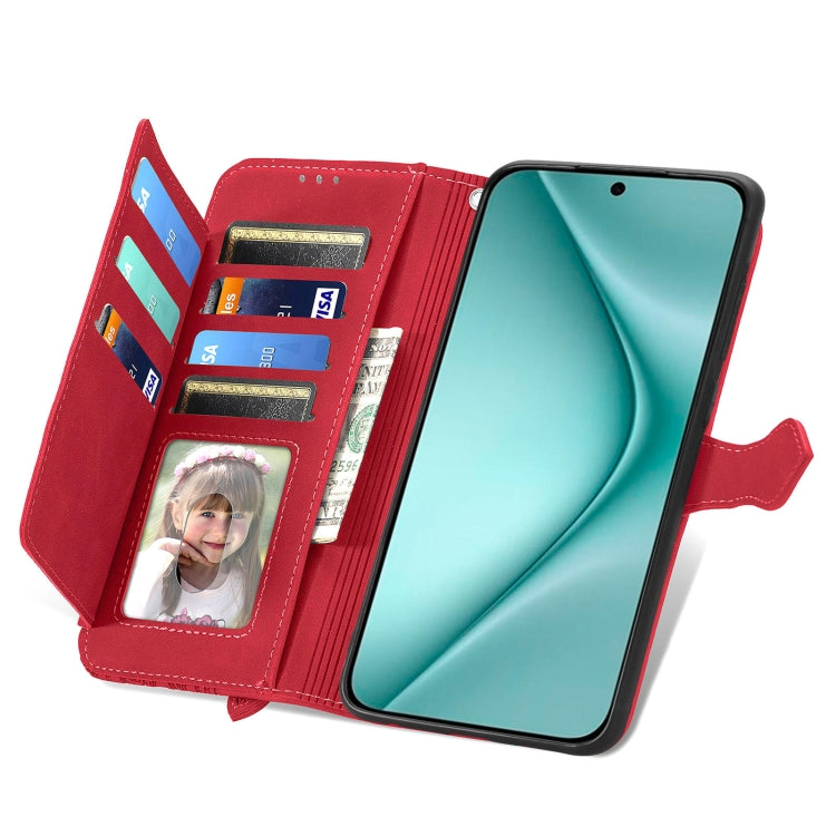 For Huawei Pura 70 Ultra Embossed Flower Zipper Leather Phone Case(Red) - Huawei Cases by PMC Jewellery | Online Shopping South Africa | PMC Jewellery | Buy Now Pay Later Mobicred