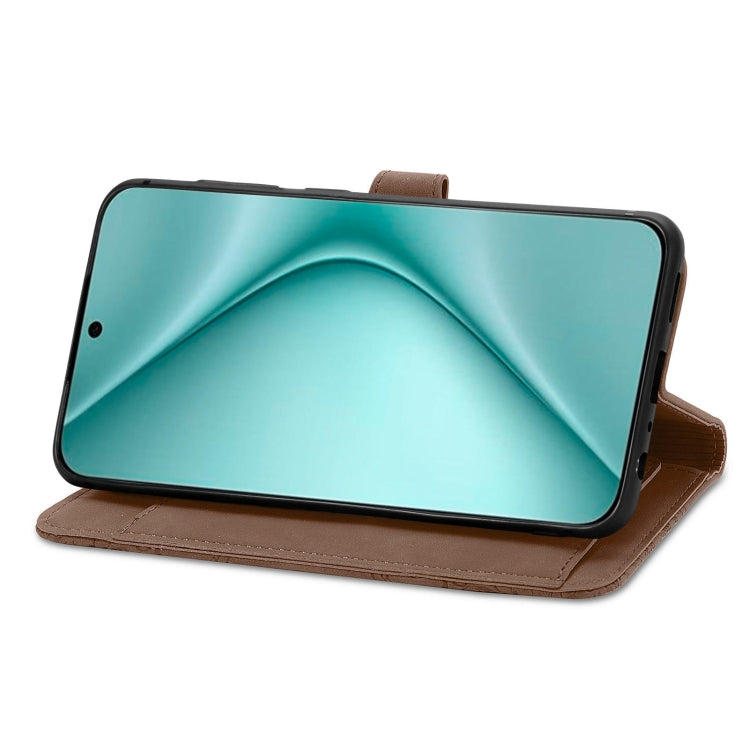 For Huawei Pura 70 Ultra Embossed Flower Zipper Leather Phone Case(Brown) - Huawei Cases by PMC Jewellery | Online Shopping South Africa | PMC Jewellery | Buy Now Pay Later Mobicred