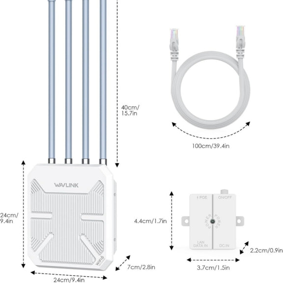 WAVLINK WN573HX3 AX3000 Water-resistant Outdoor WiFi Wireless Outdoor Dual Band Router, Plug:US Plug