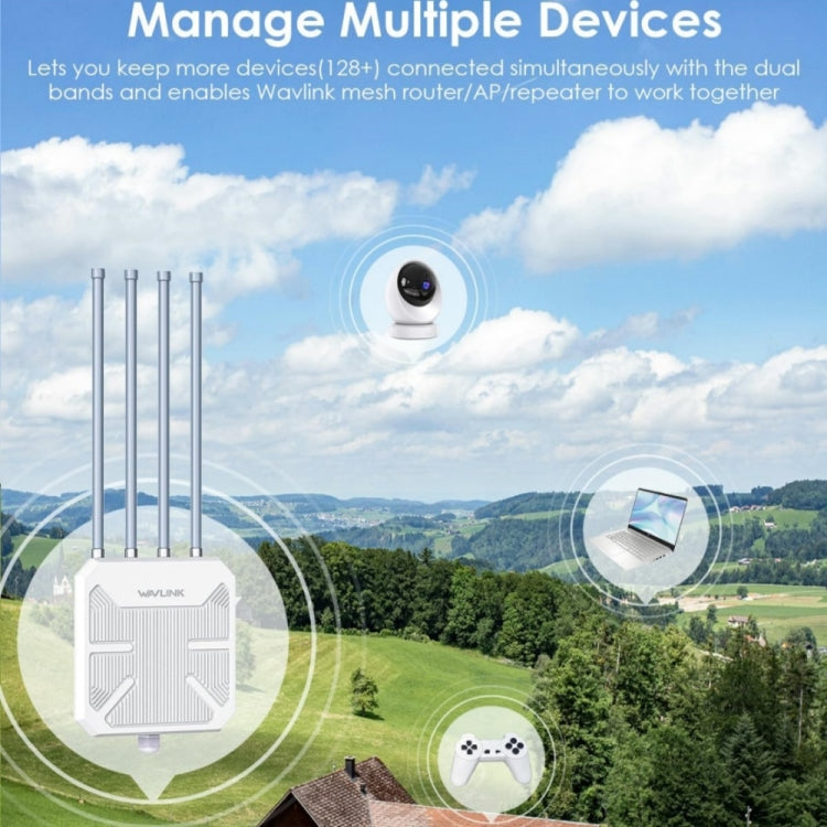 WAVLINK WN573HX3 AX3000 Water-resistant Outdoor WiFi Wireless Outdoor Dual Band Router, Plug:US Plug