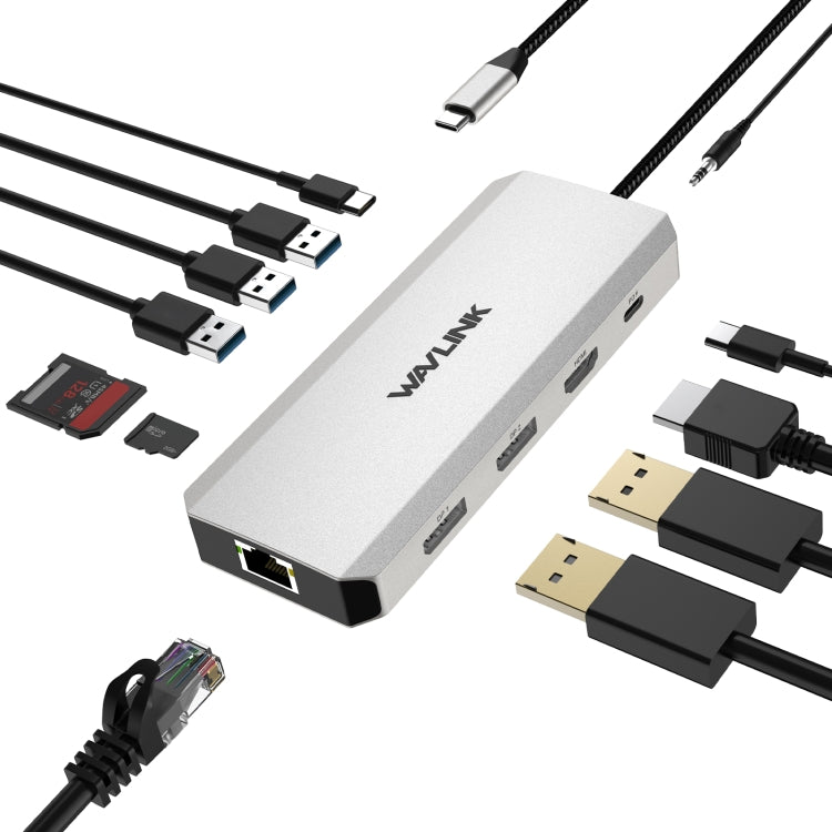 WAVLINK UMD306 12 in 1 Dual 8K Triple Monitor Multiport Adapter - free shipping - PMC TechLife - Order now!