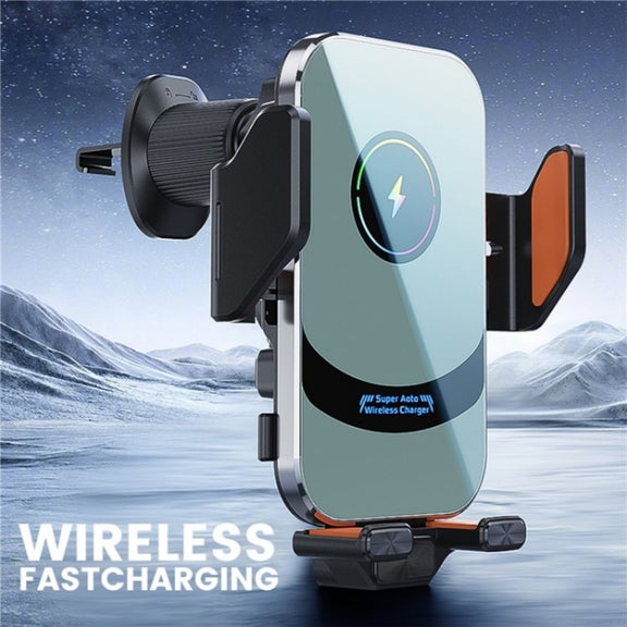 X16 Car Smart Sensor Phone Holder Magnetic Phone Mount Automatic Wireless Charger(Silver)